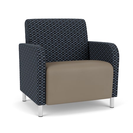 Lesro Siena Wide Guest Chair, Brushed Steel, RS NightSky Back, MD Farro Seat, RS NightSky Panels SN1201